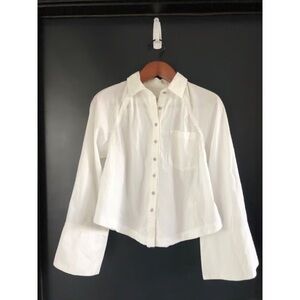 Free People top we the free white cotton NWT XS S M long‎ bell sleeve button up